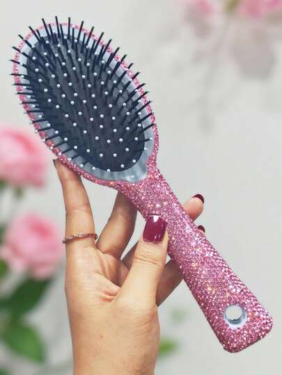1pc High-Quality Massage Air Cushion Hair Brush With Artificial Rhinestones, Detangling Comb For Fluffy Hairstyle, Suitable For All Hair Types, Portable Travel Use, Wet & Dry, Holiday Gift