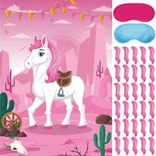 Juego de "Poner la cola al caballo" con 30 colas, póster grande de caballo vaquero estilo western para recuerdos de fiesta vaquera, fiesta de cumpleaños western, suministros de fiesta de carnaval - Ver 11