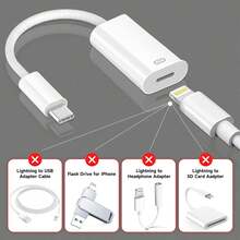 1 pieza Adaptador de Tipo-C a Lightning, Adaptador de carga trenzado y transferencia de datos compatible con iPhone 17/16/15 Pro Max/15 Pro/15 Plus/15, S25/S24/S23/S22/S21 Ultra Plus, Series con cable - Blanco - Ver 6