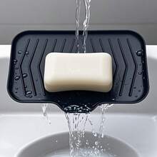 1pc Silicone Soap Dish, Drainage Design Silicone Soap Holder, Bathroom Organizer, Japanese Style Creative - Multicolor - View 3