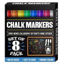 Flysea 8色白色粉笔笔,8种经典颜色马克笔套装,含专业白色粉笔笔5支装,水性无尘液体粉笔,适用于广告和涂鸦,黑板粉笔套装,5种不同笔尖尺寸,用途多样。 - 彩色 - 查看 15