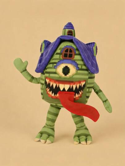 Steal A Brainrot WL Monster House Plush Toy - 30cm Large Soft Stuffed Doll With One-Eye, Purple Roof & Pixel Art, Ideal For Game Fans, Collectors & Halloween Decor