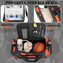 45L Gym Bag For Men And Women Tactical Military Duffle Bag For Travel Weekender Gym Workout Deployment Large Sports Bag For Hockey Football Baseball Soccer Basketball And Team Training - BlackOrange Graffiti - View 3