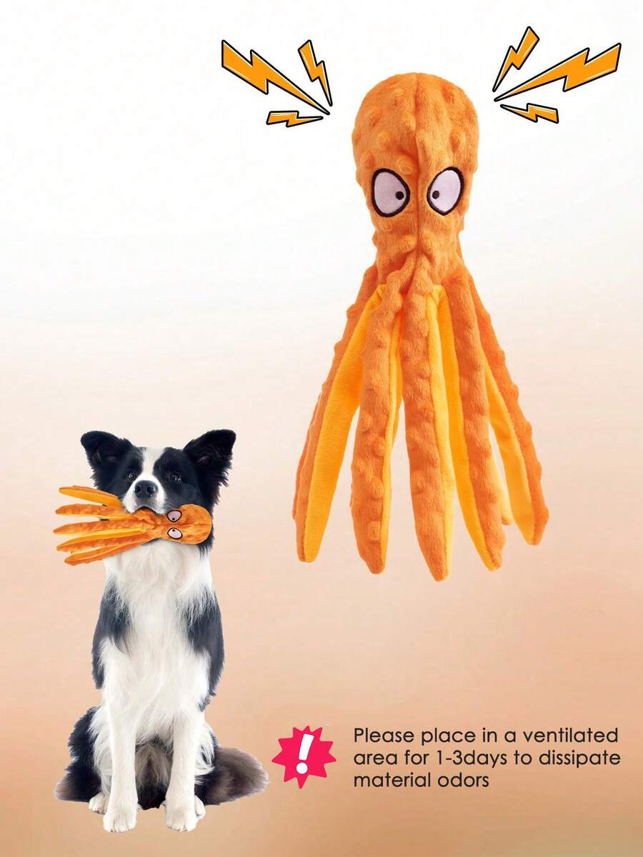 Hollypet Muñeco de peluche de pulpo con sonido, suave y vocal, adecuado para perros medianos y grandes, altamente interactivo para aliviar el aburrimiento, duradero y resistente a masticar, apto para jugar en interiores o exteriores, las mascotas lo adoran