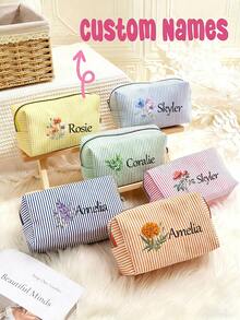 个性化伴娘化妆包，女士大容量网眼化妆包，伴娘礼物，化妆品收纳袋，刺绣字母洗漱包，刺绣化妆包，伴娘化妆包，伴娘礼物，女士礼物，个性化礼物，婚礼派对，礼物，新娘送礼会订婚礼物，休闲都市风 - 彩色 - 查看 2