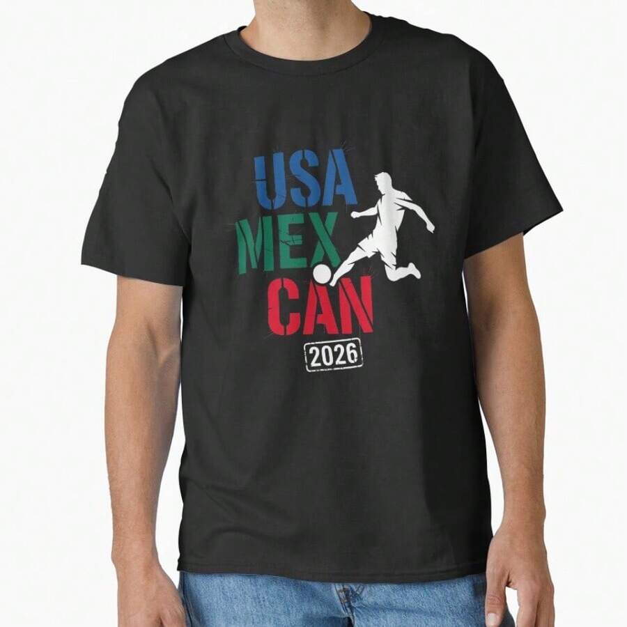 2026 Soccer Player USA Canada Mexico 26 Dark Classic T-Shirt - 黑色 - 查看 1