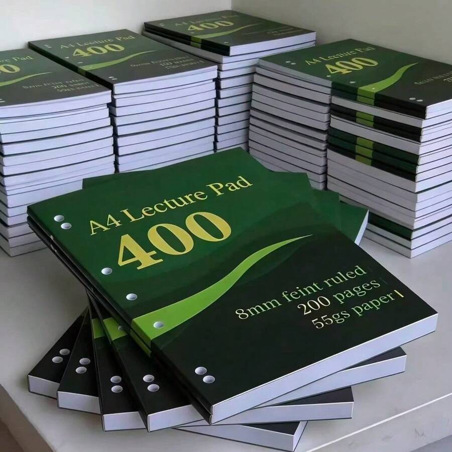 Cuaderno grueso de 400 páginas, estilo estadounidense, con líneas horizontales, para uso de estudiantes/exámenes - Multicolor - Ver 1