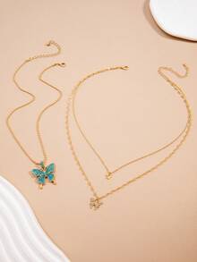 1pc Bestselling Minimalist Butterfly Pendant Necklace, Can Be Worn With Fashionable Outfits - Gold - View 1