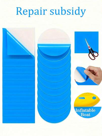 自粘泳池衬垫修补片，PVC充气产品修补套装 - 游泳池，漏水密封胶带，水床游泳池，充气船，泳池和方形，适用于气垫床、帐篷、帆布天篷，矩形和圆形乙烯基修补片，适用于气垫床，春季必备品，夏季必备品，春夏必备品，春季装饰，夏季装饰。