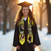 1PC Personalized Graduation Stoles, Custom Name & Photo Graduation Sash, Class Of 2026 Graduation Gifts - 62"X4.5" - Yellow - View 2