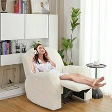 sofás y sofásFunda elástica para sillón reclinable de 4 piezas funda protectora de sofá reclinable de 1 plaza funda protectora de muebles suave con parte inferior elástica/bolsillo lateral crema F - F crema - Ver 5