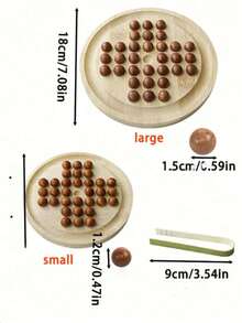 1副木制孔明象棋 - 单人策略游戏，棋子独立，提供训练。独立单人贵族象棋，孔明象棋木制玩具，经典独立菱形象棋，单人贵族棋盘游戏，逻辑思维训练，休闲收纳玩具 - 彩色 - 查看 8