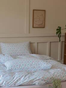 3件套100%纯棉简约条纹印花床上用品套装，适合男孩、女孩、宿舍、卧室，拉链封口，四季皆宜，柔软透气，适用于单人床、双人床、大号床、特大号床（1个被套，2个枕套，不含填充物） - 彩色 - 查看 7