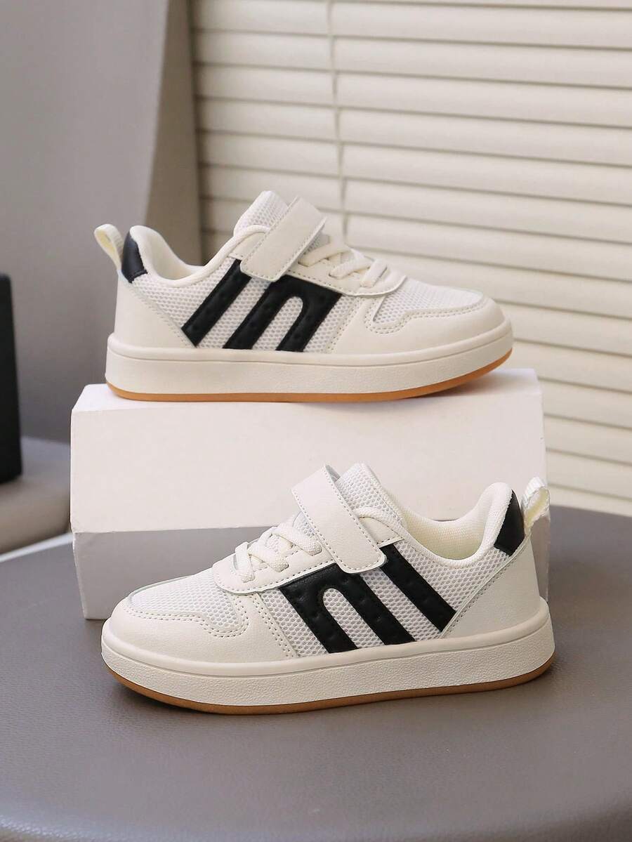 New Style Boys' Sports Shoes, Hook And Loop Flat Bottom Comfortable Breathable Mesh Sneakers - Beige - View 1
