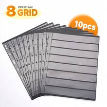 10pcs Double-Sided 9-Slot Stamp Collection Pages, Divided Format Stamp Album Refill Sheets, Transparent Protective Stamp Holders, Reusable For Stamp Collection And Display - A - View 18