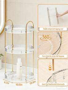 1/2/3层旋转化妆品收纳架，适用于梳妆台，可收纳香水和护肤品，大容量，浴室台面化妆品收纳架，透明旋转护肤品和口红架，可选1/2/3层，圣诞装饰，化妆品收纳架，香水架（绿色、透明、琥珀色），房间装饰 - 彩色 - 查看 4