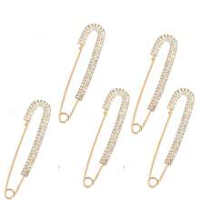 4pcs Crystal Rhinestone Brooch Pins, Suitable For Women And Girls. Gold And Silver Dual-Tone Brooch, Lapel Pin, Badge, Can Be Used To Decorate Sweaters, Dresses, Clothes, Hats And Accessories, Also Can Be Used As Office Decor, Shirt, Jacket, Jewelry, Christmas, Halloween Costume Pins, Funny And Cute Teacher's Day Gift, Clothing Accessories And Bag Charms. - Multicolor - View 7