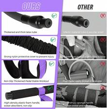 Upgraded Durable Pedal Resistance Band With Handle, Thickened Latex Tubes And Soft Foam Fabric Foot Pedal, Sit Up Exercise Equipment For Abdomen, Waist, Arm, Core/ABS, Leg, Physical Therapy - Màu tím - Xem 6