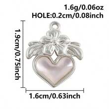 2pcs Heart-Shaped Pendant, Natural Abalone Shell, Glossy 304 Stainless Steel, Jewelry Making Supplies, Charm For Necklace, Earrings, DIY, Waterproof, Fade-Resistant, Fashionable Beach/Ocean Decor - Heart - View 17