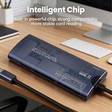 Fast Charging Multi-Function Card Reader 1pc Ostrich 6-In-1 Multi-Function Card Reader, USB High-Speed Data Transfer Adapter Compatible With Type C, SD, TF, XD, CF And M2 Storage Cards For Camera And Computer, Plug And Play No Battery Required Spring Gift Birthday Party - 彩色 - 查看 3