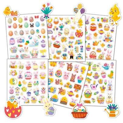 6pcs Easter Decorative Stickers, Cartoon Yellow Rabbit & Egg Pattern Stickers, Suitable For Envelopes, Greeting Cards, Cups, Luggage, Diaries, Magazines, Planners, Scrapbooks, Gifts For Friends, Birthday, Back To School, Easter, Stationery, Crafts, Easter Decoration