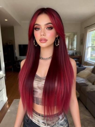 多层女士假发，柔软合成发丝，中长款，适合情人节约会和日常造型