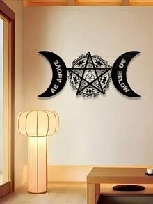 1PC Triple Moon Pentagram Metal Wall Decoration - Witchcraft Decoration, Adorned With "As Above, So Below", Waterproof Outdoor Hanging, Suitable For Altars, Patios, And Gothic Homes, Unique Creative Gift - Multicolor - View 2