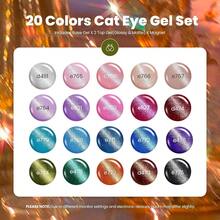 Beetles 20 Colors Cat Eye Gel Nail Polish Set - Glitter Red Green Blue Brown Black, Magnetic Base & Matte Glossy Top Coat, Galaxy Gemlight Soak Off UV Manicure Salon Gift For Women - Galaxy Gemlight - 查看 2