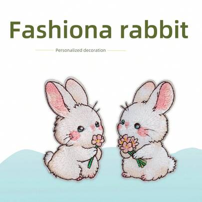 Miếng vá thêu hình thỏ tự dính, dùng để vá lỗ trên quần áo, quần dài, áo khoác lông vũ, ba lô, mũ.