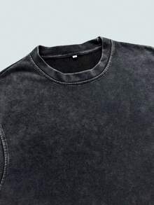 Modcrash 男士无袖简约休闲水洗复古圆领背心，春夏款 - 黑色 - 查看 4