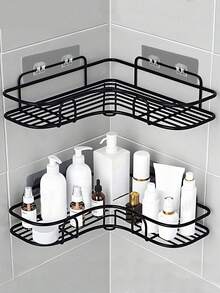 1pc Corner Shelf, Bathroom Triangle Shelf, No Drilling Required, Triangular Multifunctional Self-Adhesive Wall-Mounted Corner Storage Rack, Bathroom Storage Shelf, Kitchen Storage Rack, Cosmetic Hanging Rack - White - View 8