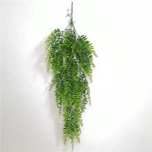 仿真植物綠色人造吊掛蕨類植物－逼真蕨類藤蔓，適用於婚禮裝飾、生日派對、花園活動，室內外皆可用－高品質，無需用電，戶外植物｜裝飾藤蔓 - 綠色 - 查看 6