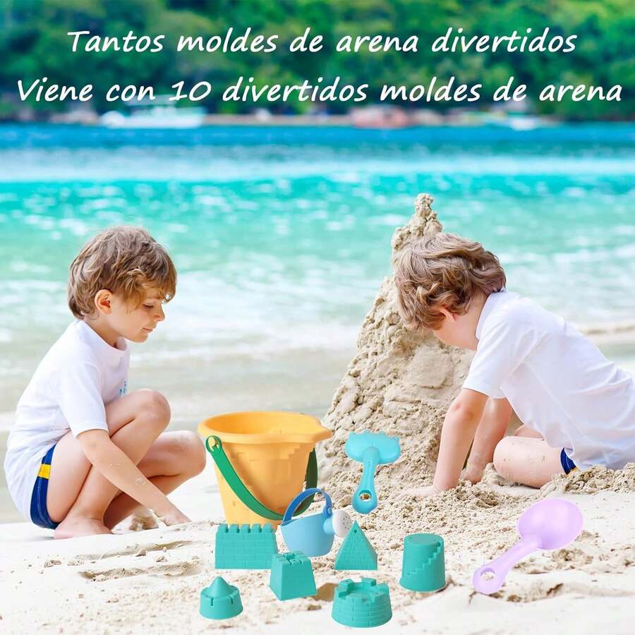 10 Piezas de Juguetes de Playa para niños, Juguetes de de Playa con Bolsa de Malla, Cubo de Playa y Pala para Que los niños jueguen en la Playa al Aire Libre - 10 piezas - Ver 1
