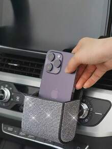 1个黑白菱形通风口收纳盒，汽车空调出风口整理盒 - 收納盒 - 查看 3