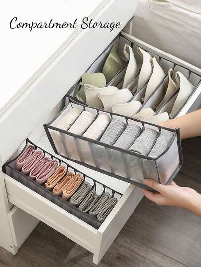 Hộp đựng đồ lót và tất (1/3 món), hộp sắp xếp quần áo trong ngăn kéo, quần dài, quần jean, váy, đồ dùng phòng khách, áo phông trắng, quần đen, quần áo mùa đông nữ, đầm, áo sơ mi dài tay trắng nữ, áo liền quần trắng, trang phục mùa xuân nữ, áo mùa hè tối giản, hộp sắp xếp đồ đạc, đồ dùng cần thiết khi đi du lịch.