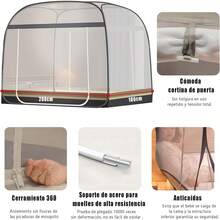 Mosquitero para Cama King Size,Mosquitera Plegable para Camas con Doble Puerta e Inferior de Red para bebés, Adultos, Viajes, Camping, al Aire Libre, antimosquitos 180 * 200CM (Gris, Gris) - gris1.8*2 - Ver 7