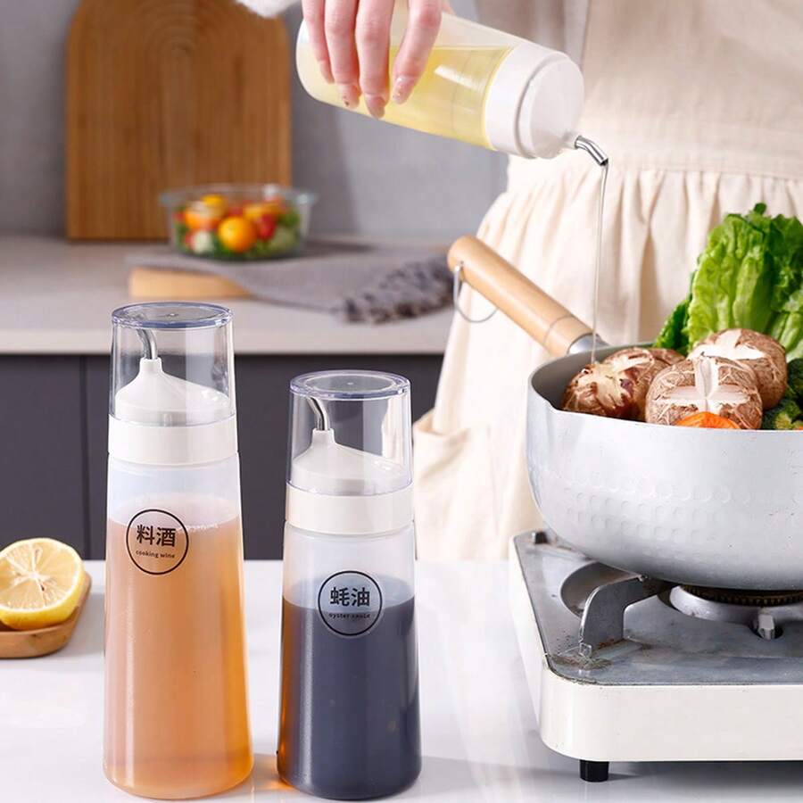 挤压式油瓶，沙拉酱瓶，不锈钢喷嘴，防滴漏厨房家用，酱油醋调味瓶，番茄沙拉酱醋瓶，芝麻油瓶 - 查看 1