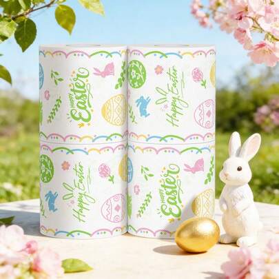 可爱印花卫生纸卷、趣味印花卫生纸卷、创意印花卫生纸卷、复活节快乐卫生纸、纸巾、派对礼品、送给男女朋友的礼物、浴室用品、清洁用品、派对装饰、厨房用品、浴室用品、家居用品