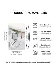 Women's Square Dial Quartz Watch, Delicate & Compact, Fashionable For Daily Wear, Suitable As Birthday, Graduation Gift, Casual Occasions - Silver - View 6