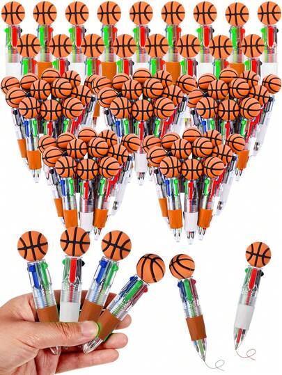 12/24支迷你蓝色圆珠笔套装，四合一多色笔，趣味时尚运动笔，适合运动爱好者，创意礼品，混合颜色墨水，办公用品，礼品袋填充物，节日/生日/派对礼品