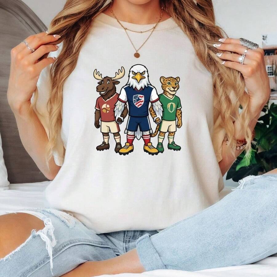 2026 World Cup Mascot Shirt - USA Canada Mexico Soccer Fan Tee - 白色 - 查看 1