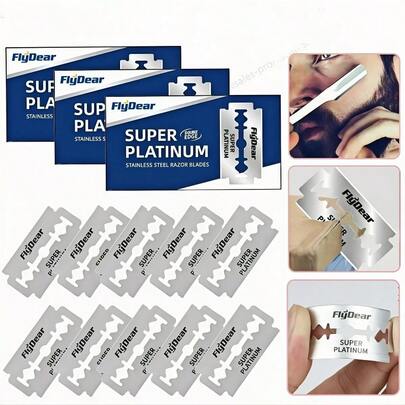 Hojas de afeitar de doble filo para barberos, hojas de afeitar para hombres, herramientas profesionales de corte de cabello de acero inoxidable