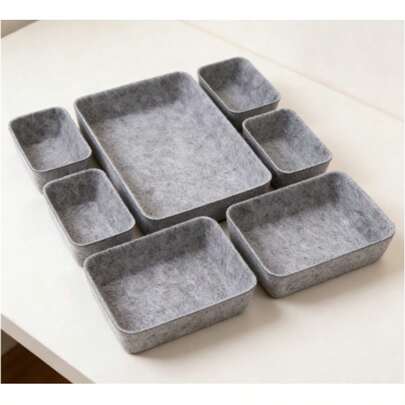 Set organizer per cassetti da 7 pezzi, sistema di archiviazione per cassetti in plastica, organizer per cassetti di tipo scatola, adatti per conservare calze, biancheria intima, abbigliamento, pettini, forniture per ufficio e utensili da cucina.