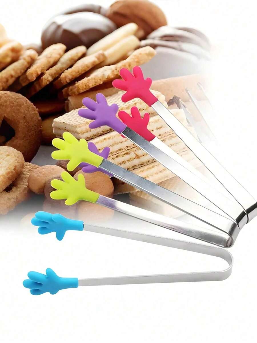 1/3/6个装可爱硅胶小夹子，厨房用品，烤面包冰块夹，适合家庭使用，冰钳，可爱茶会夹子，精美礼品，适合咖啡馆/婚礼/新娘送礼会/乔迁派对/生日派对、夏季、户外、露营（颜色随机） - 彩色 - 查看 1