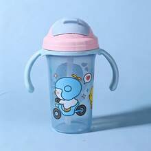 1pc Children's Water Cup With Lid And Handle, Spill-Proof Thermal Resistant Portable Baby Cup - Multicolor - View 9