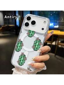 Funda protectora para iPhone 17 Pro Max, compatible con Air 16, 16E, 15 Plus, 14, 13, 12, 11, XS Max y XR. Esta funda de teléfono delgada con flores de cactus de colores es compatible con MagSafe y es una gran idea de regalo para la funda del Cactu. - Verde - Ver 10