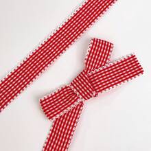 2 Yards Red Exquisite Plaid Ribbon, Lace Trim Ribbon, Bouquet Decorative Satin Ribbon, Suitable For Handmade Bouquets, Gift Wrapping, Party Decor, Floral Design, Gift Ribbon, Event Decoration, Floral Ribbon - 1pc Red - View 3