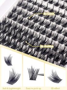 192/144/120pcs D-Curl Lengthening Individual Lashes, 8-16mm Thickness, Fluffy & Soft, DIY Eyelash Extension, Lash Clusters, Individual False Eyelashes - D - View 8