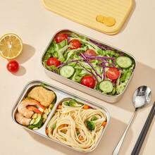 600/650/700毫升便携式304不锈钢午餐盒，密封防漏水果沙拉便当盒，耐冷耐热食品储存容器，保鲜盒，大容量午餐盒，可放入冰箱和微波炉，适合学生和成人在学校、办公室、户外露营、野餐、旅行、返校等场合使用。 - 彩色 - 查看 10