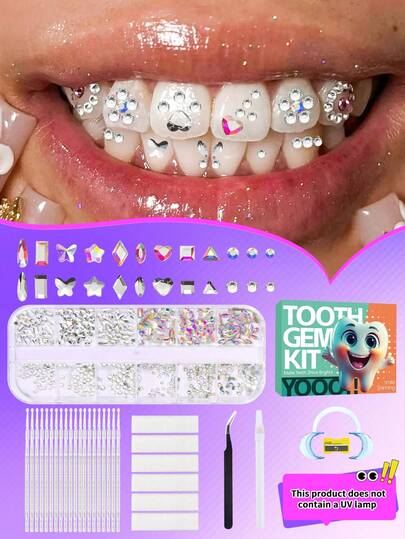 420個 歯石ジェムステッカーキット、アソートの歯のジュエルデコレーションセット、簡単な貼り付け、ファッショナブルなY2Kスタイル、輝くジュエルで笑顔がより魅力的に、初心者から専門家まで対応（UV光は不要）